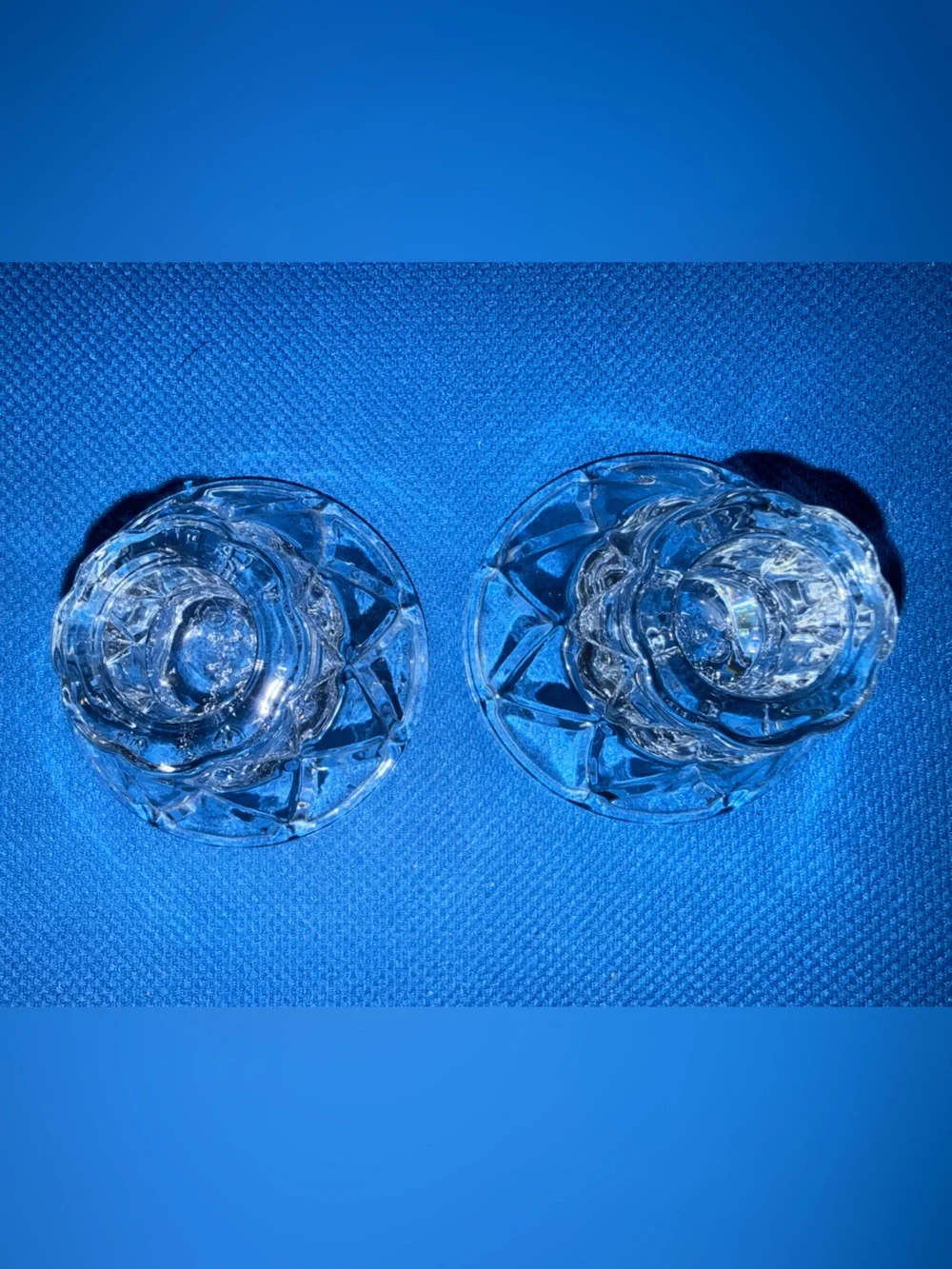 Home Interiors Clear Glass Candle Holders - Pair reversible